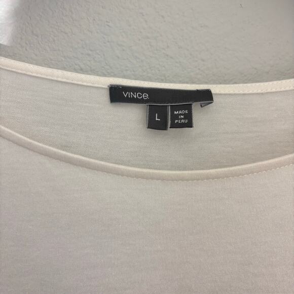 Vince Striped Long Sleeve Tunic Top L Minimalist Classic Pima Cotton Modal - Picture 3 of 7